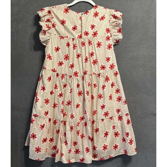 En Saison Poplin Tiered Ruffle Sleeve Short Dress Poppy Floral Print Size S - Picture 5 of 8